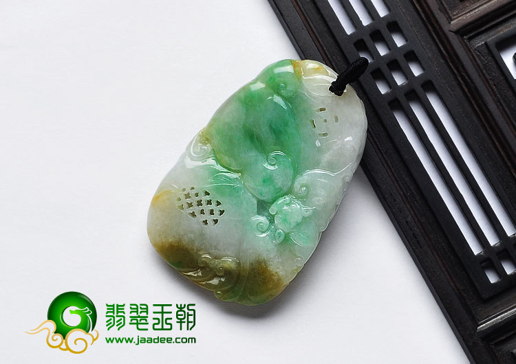 糯冰种黄加绿缅甸翡翠A货龙行如意挂件