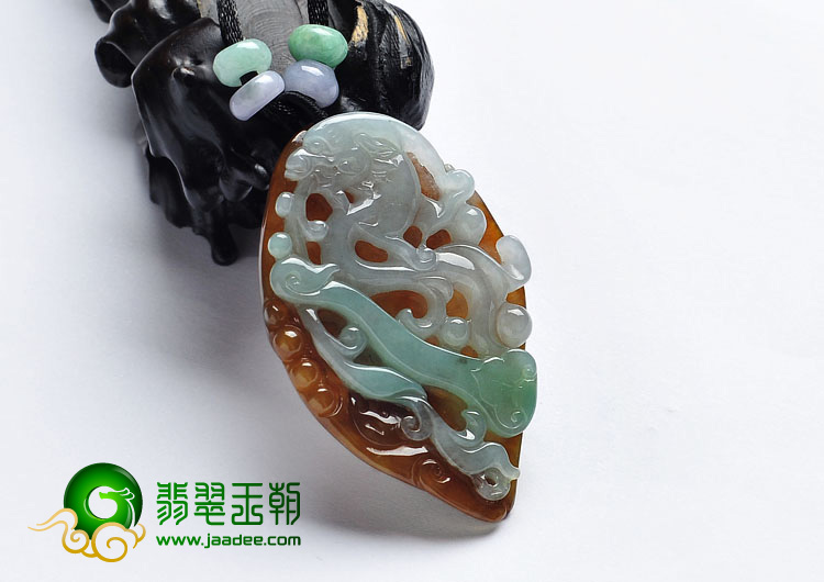 糯冰种晴水褐翡缅甸翡翠A货龙行如意挂件