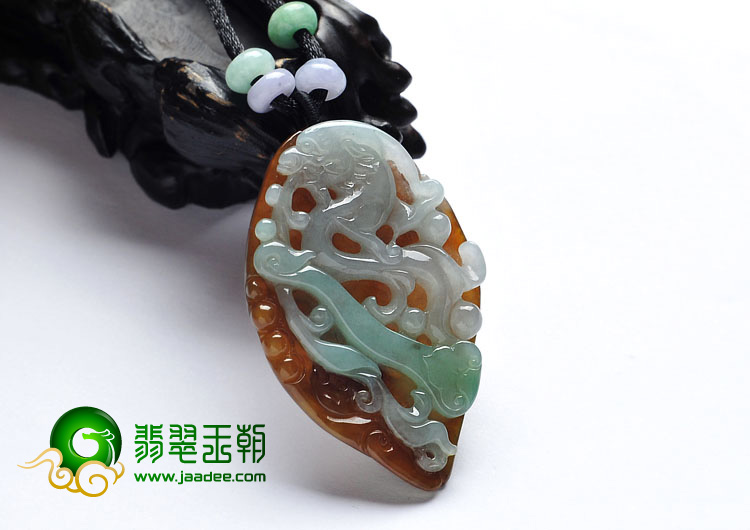 糯冰种晴水褐翡缅甸翡翠A货龙行如意挂件