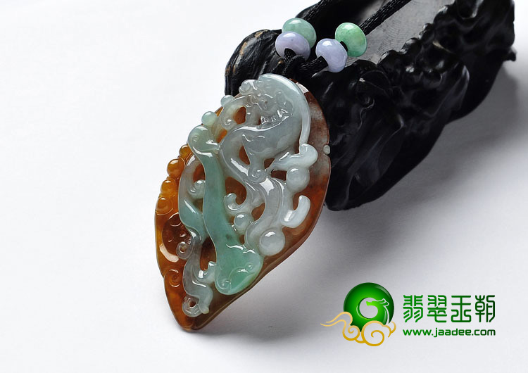 糯冰种晴水褐翡缅甸翡翠A货龙行如意挂件