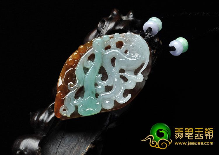 糯冰种晴水褐翡缅甸翡翠A货龙行如意挂件