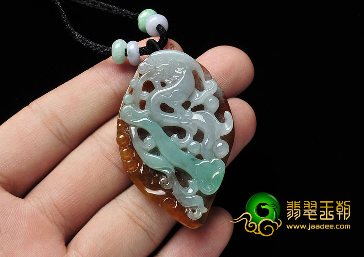 糯冰种晴水褐翡缅甸翡翠A货龙行如意挂件