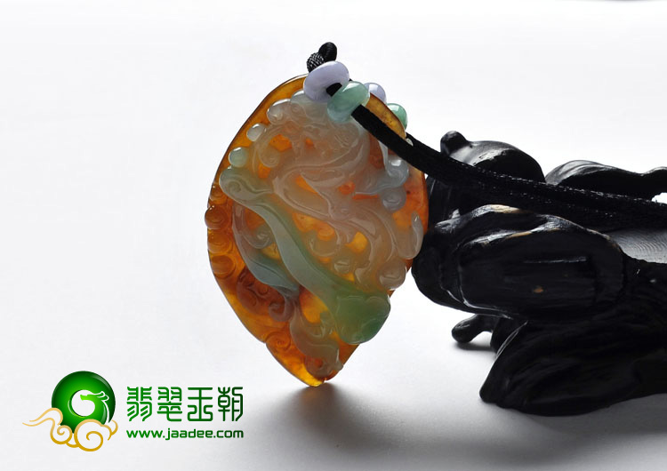 糯冰种晴水褐翡缅甸翡翠A货龙行如意挂件