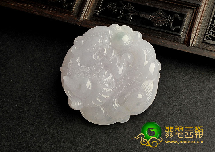 糯冰种紫罗兰缅甸翡翠A货神龙戏珠挂件