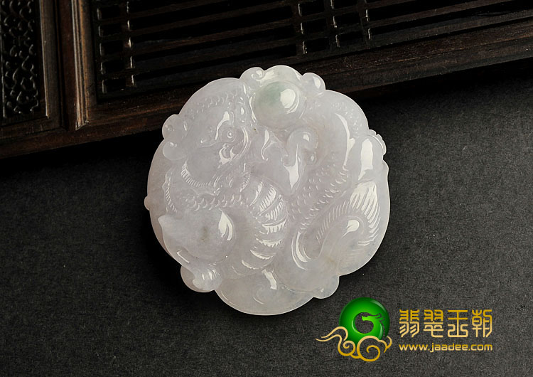 糯冰种紫罗兰缅甸翡翠A货神龙戏珠挂件
