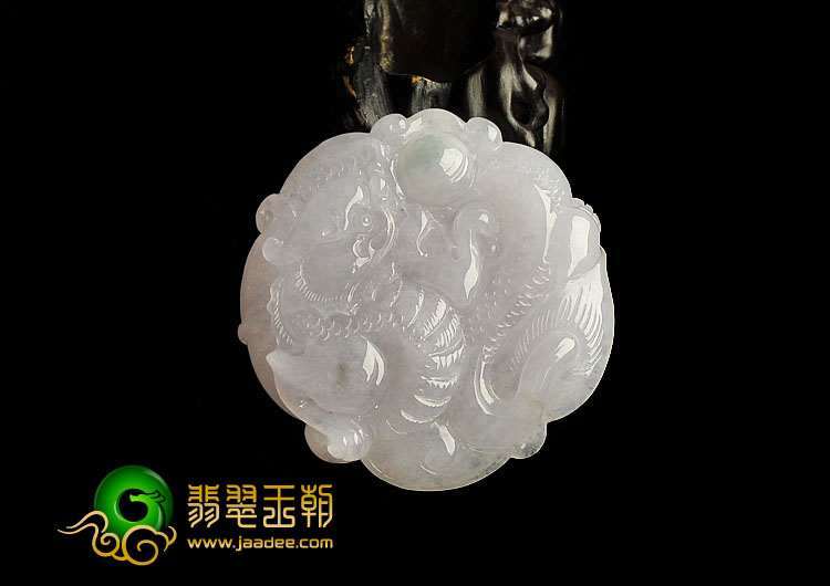 糯冰种紫罗兰缅甸翡翠A货神龙戏珠挂件