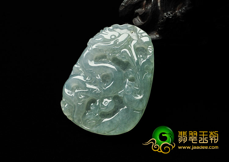 冰种晴水缅甸翡翠A货龙牌挂件（一对）