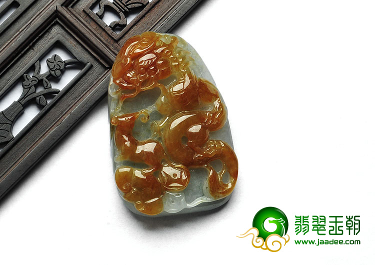 糯冰种晴水黄翡缅甸翡翠A货望子成龙挂件