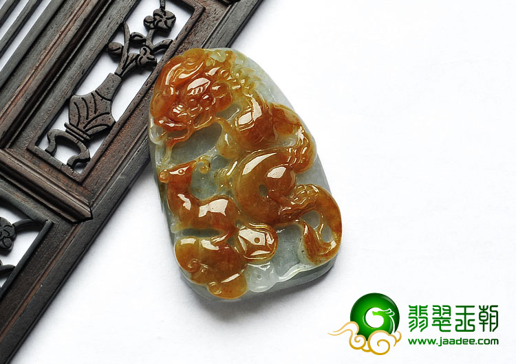 糯冰种晴水黄翡缅甸翡翠A货望子成龙挂件