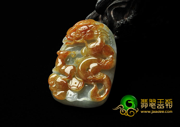 糯冰种晴水黄翡缅甸翡翠A货望子成龙挂件