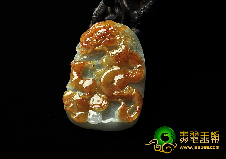 糯冰种晴水黄翡缅甸翡翠A货望子成龙挂件