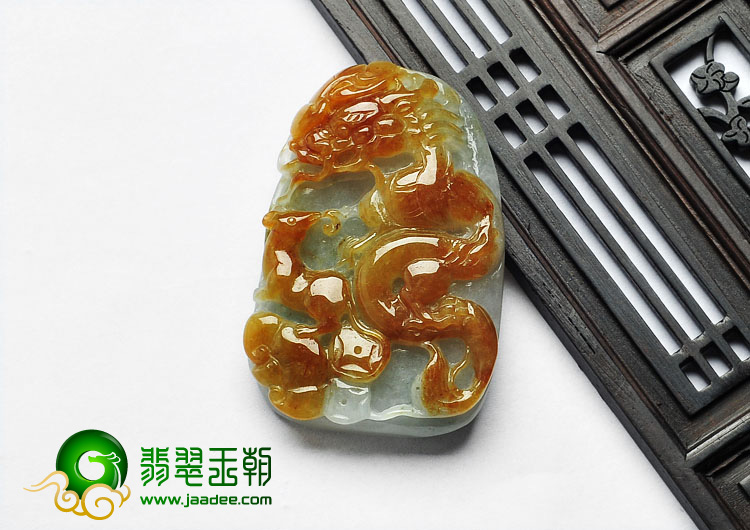 糯冰种晴水黄翡缅甸翡翠A货望子成龙挂件