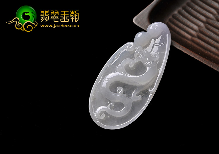冰种淡紫罗兰缅甸翡翠A货龙牌挂件
