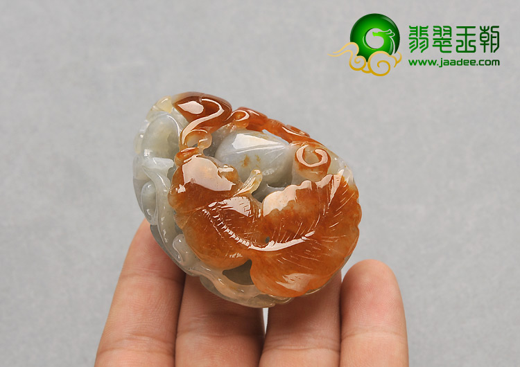 (超值推荐)糯冰种红黄翡缅甸翡翠A货金玉满堂挂件