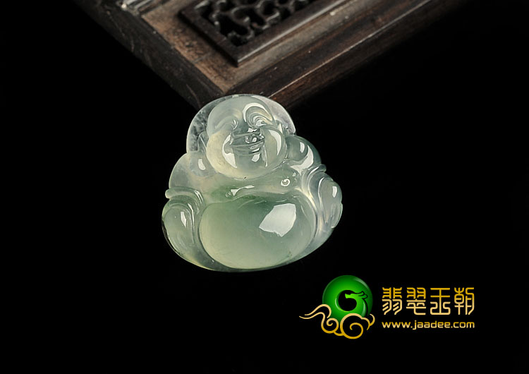 冰种飘花缅甸翡翠A货玉佛挂件