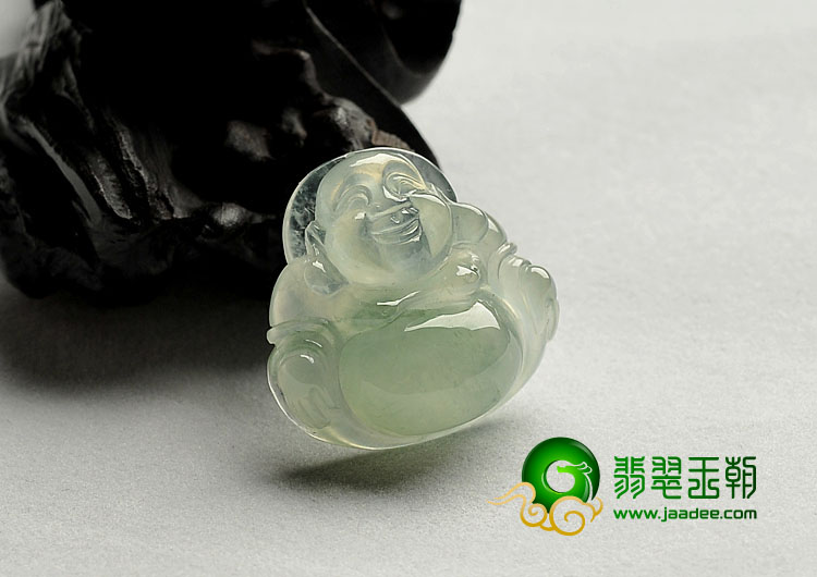 冰种飘花缅甸翡翠A货玉佛挂件