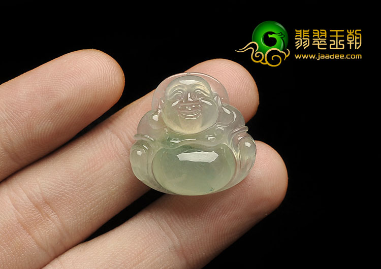 冰种飘花缅甸翡翠A货玉佛挂件