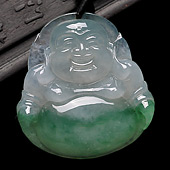 冰种翠色缅甸翡翠A货玉佛挂件