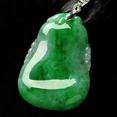 糯冰种翠色缅甸翡翠A货福瓜挂件