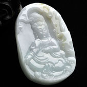 糯冰种晴水黄翡缅甸翡翠A货观音挂件