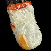 糯冰种红黄翡缅甸翡翠A货花开富贵挂件