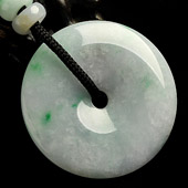 糯冰种春带彩缅甸翡翠A货平安扣挂件