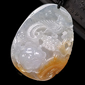 糯冰种红黄翡缅甸翡翠A货富贵花开挂件