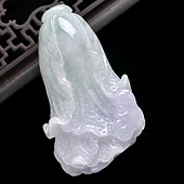 糯冰种春色缅甸翡翠A货白菜挂件