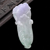 糯冰种春带彩缅甸翡翠A货白菜挂件
