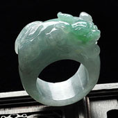 糯冰种晴水缅甸翡翠A货指环