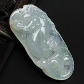 冰种晴水缅甸翡翠A货龙牌挂件
