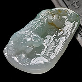 糯冰种三彩缅甸翡翠A货虎虎生威挂件