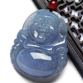 糯冰种紫罗兰缅甸翡翠A货玉佛挂件