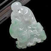 糯冰种翠色缅甸翡翠A货玉白菜挂件
