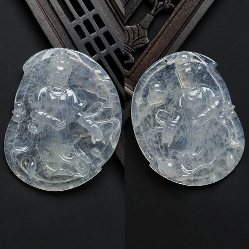 冰玻种缅甸翡翠A货踏雪寻梅挂件（一批走）