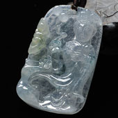 冰种飘花缅甸翡翠A货踏雪寻梅挂件