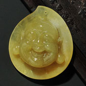 糯冰种黄翡缅甸翡翠A货罗汉头挂件