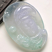 冰种晴水缅甸翡翠A货观音头挂件