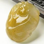 冰种黄翡缅甸翡翠A货年年有余挂件