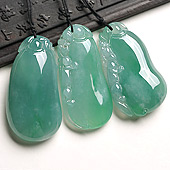 糯冰种绿晴水缅甸翡翠A货福瓜挂件（一批走）