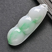糯冰种白底青缅甸翡翠A货豆子挂件