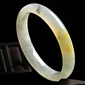 糯冰种淡黄翡缅甸翡翠A货手镯（57.6mm）