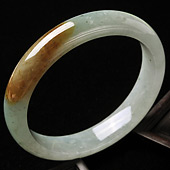 糯冰种晴水黄翡缅甸翡翠A货手镯（52.4mm）