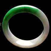 糯冰种春带彩缅甸翡翠A货手镯（57mm）