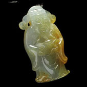 糯冰种黄翡缅甸翡翠A货财神挂件