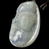 糯冰种紫罗兰略飘花缅甸翡翠A货观音头挂件