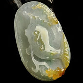 糯冰种黄翡缅甸翡翠A货年年有余挂件