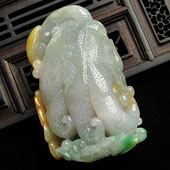 (超值推荐)糯冰种三彩缅甸翡翠A货佛手手玩件