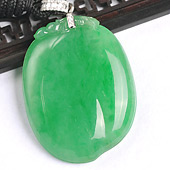 冰种阳绿满绿缅甸翡翠A货镶白金扣满绿福瓜挂件（真钻）