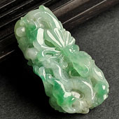 糯冰种翠色缅甸翡翠A货蝶恋花挂件